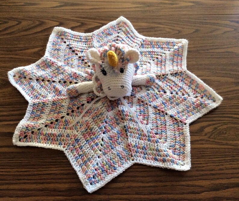 Crochet Unicorn Lovey Blanket Etsy