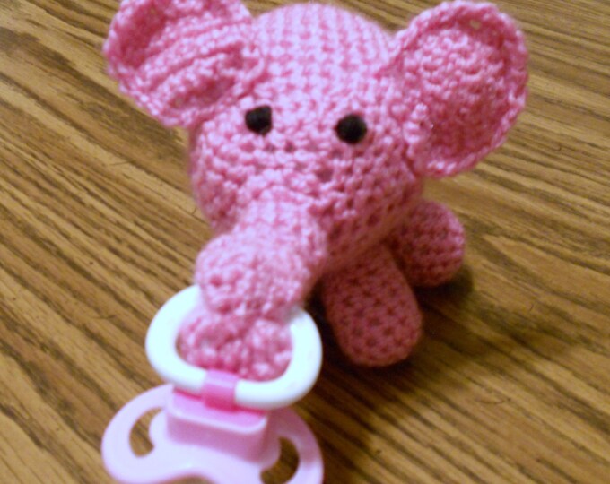 Crochet Pink Elephant Pacifier Holder Etsy