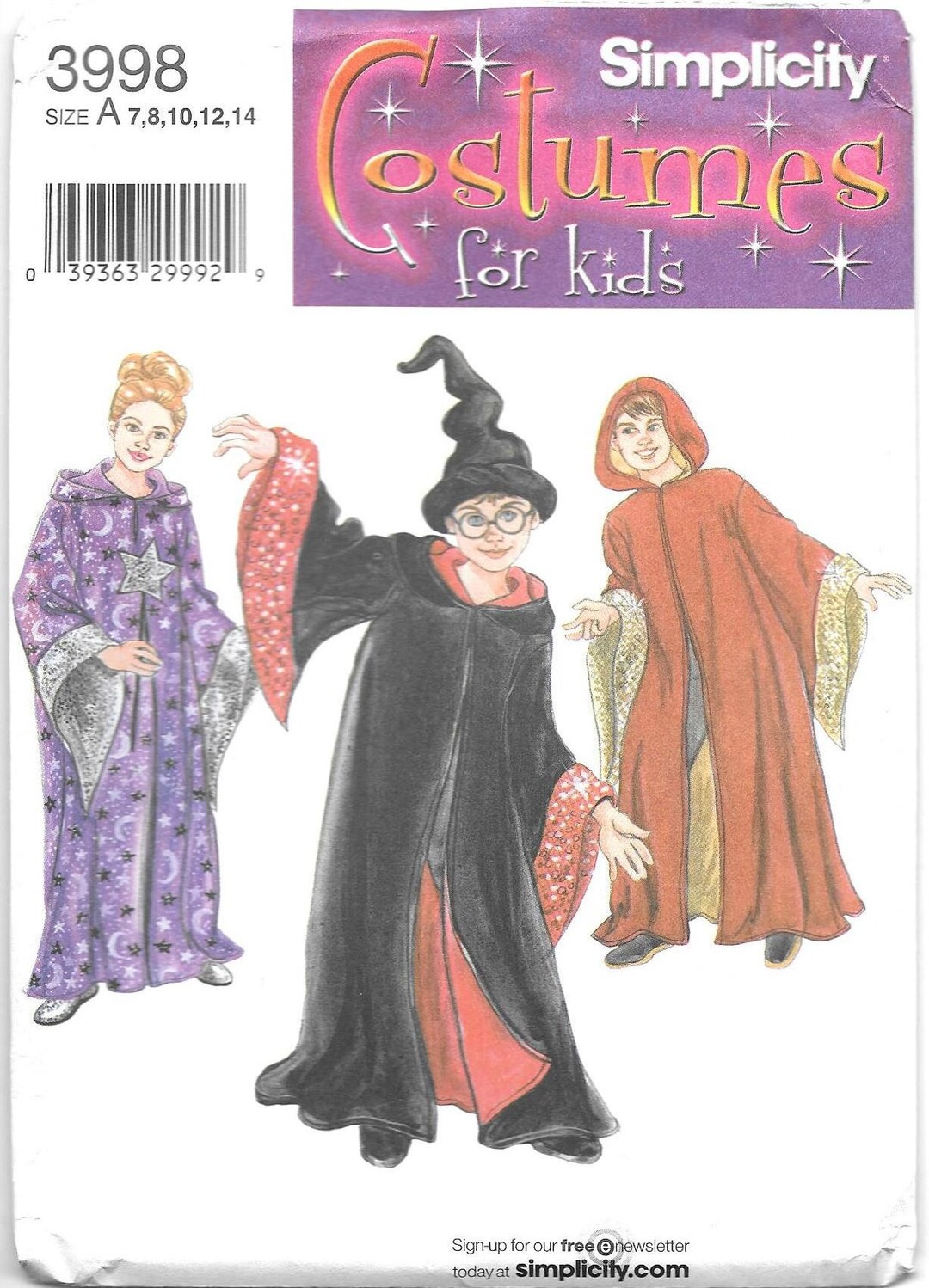 Simplicity 3998 Sewing Pattern Girls and Boys Wizard Costume - Etsy