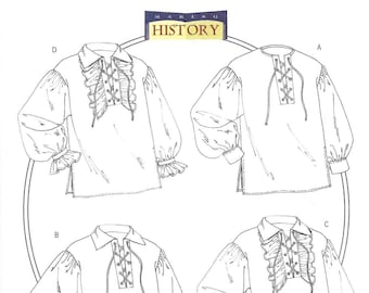 Butterick 4486 Sewing Pattern XN Men’s Period Shirts in 4 styles