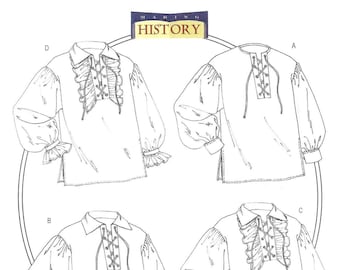 Butterick 4486 Sewing Pattern XM Men’s Period Shirts in 4 styles