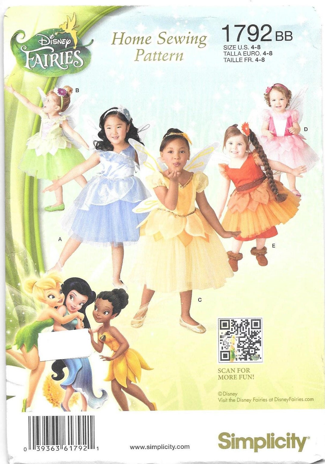 Simplicity 1792 Sewing Pattern DISNEY Fairies Childs' Size 4-8 - Etsy