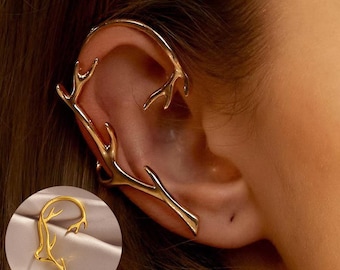 Branch Non-Piercing Ear Cuff,Branch Ear Wrap,Simple Branch Geometry Ear Climber,Delicate Ear Bone Clip,Valentine Ear Cuff Gift,Elf Ear Cuff