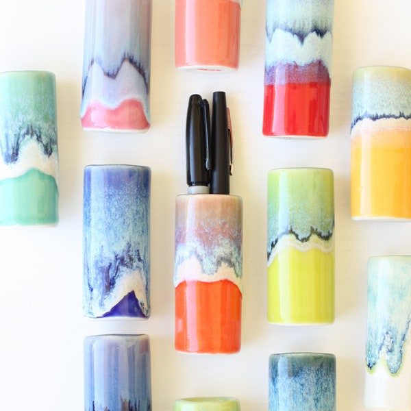 Handmade Magnetic Porcelain Vase - Pen or Bud Holder