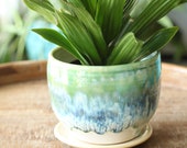 aqua succulent planter cactus planter succulent pot ceramic pot flower pot coastal decor