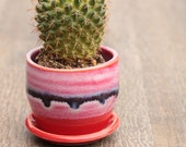 red mini planter succulent container boho decor small planter