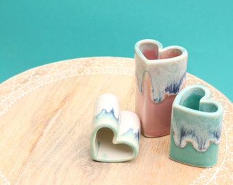drippy HEART bud vase, choose your color // handmade heart vase // windowsill vase