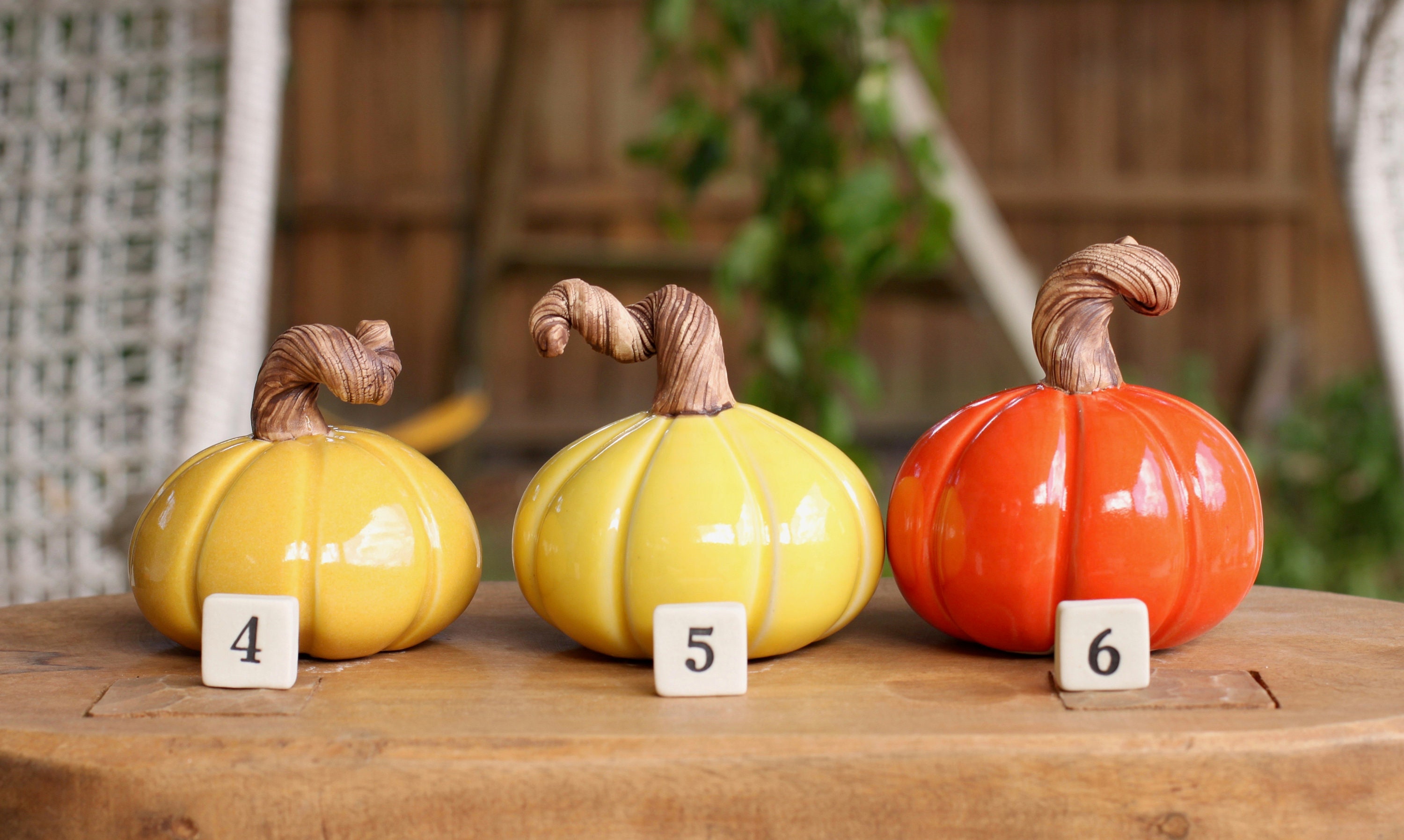 ceramic pumpkin solid color // fall decor // small pottery pumpkin ...