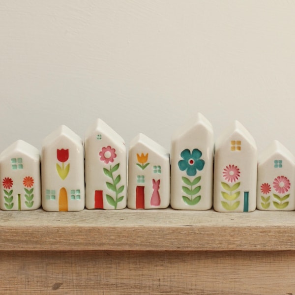 Handmade Porcelain Houses: Colorful Spring Village Decor