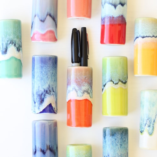 Handmade Magnetic Porcelain Vase - Pen or Bud Holder