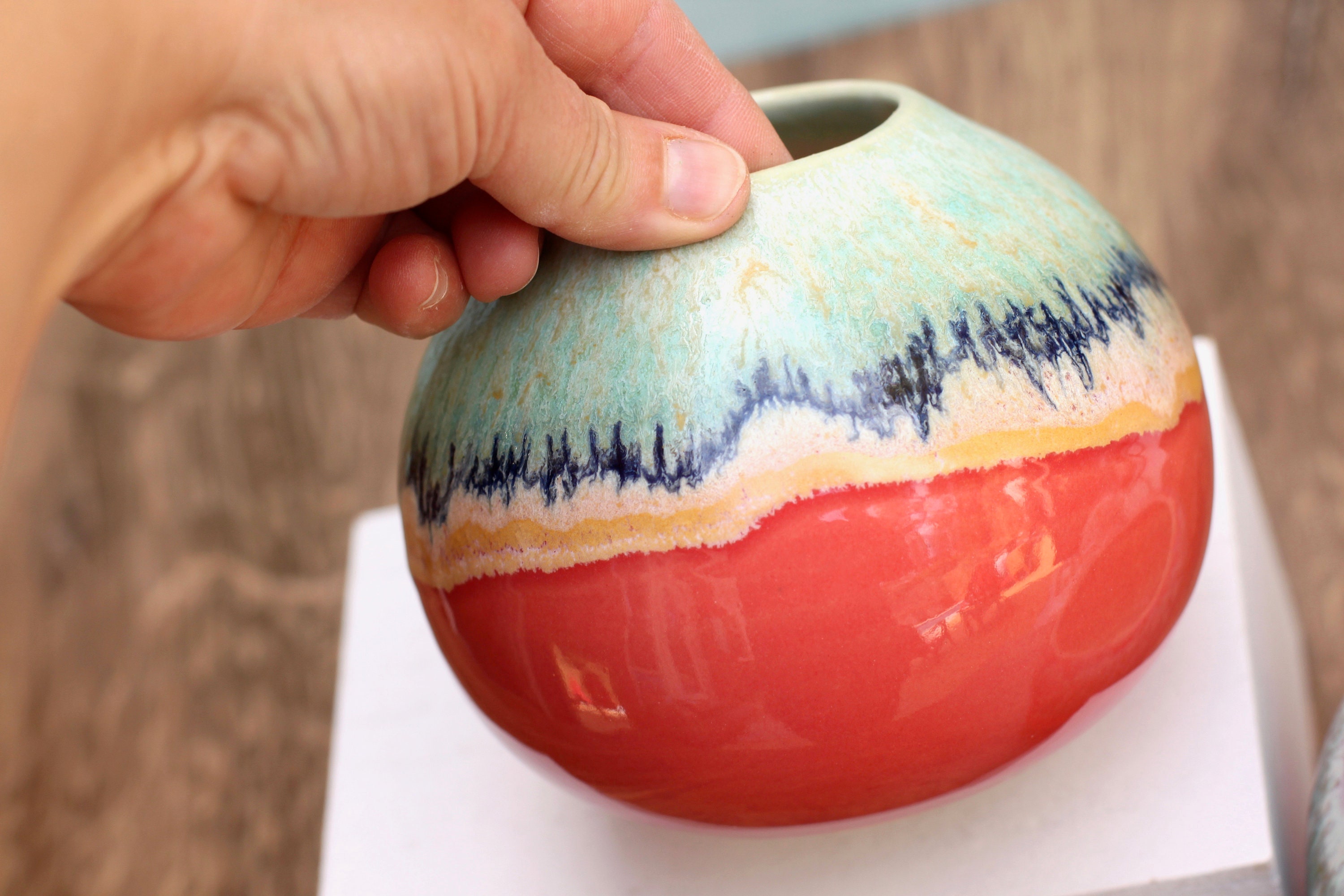 colorful handmade vase // coastal decor // boho vase // flower vase