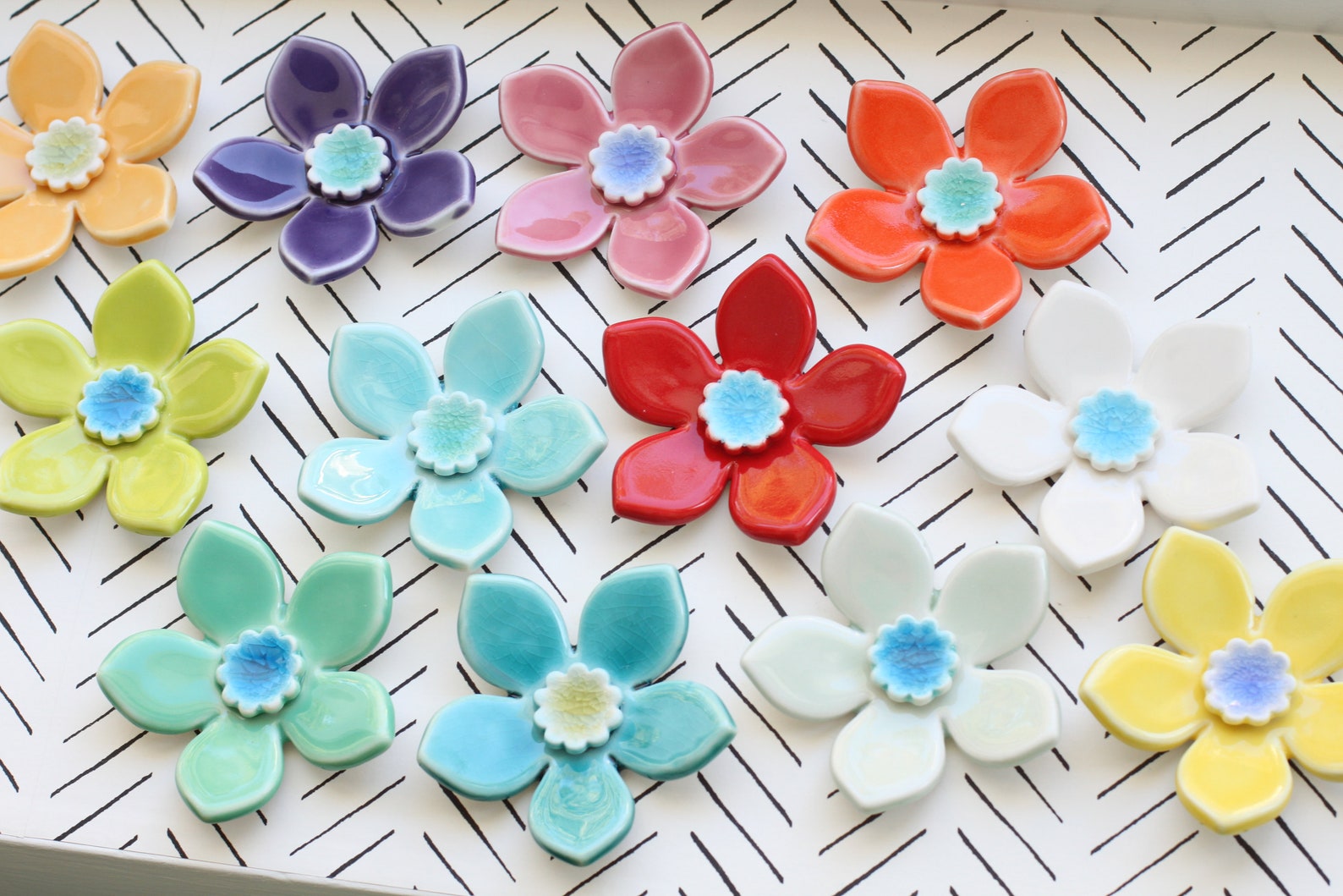 Ceramic Wall Flower // Handmade Wall Flower // Wall Decor // Etsy