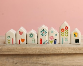 Handmade Porcelain Houses: Colorful Spring Village Decor