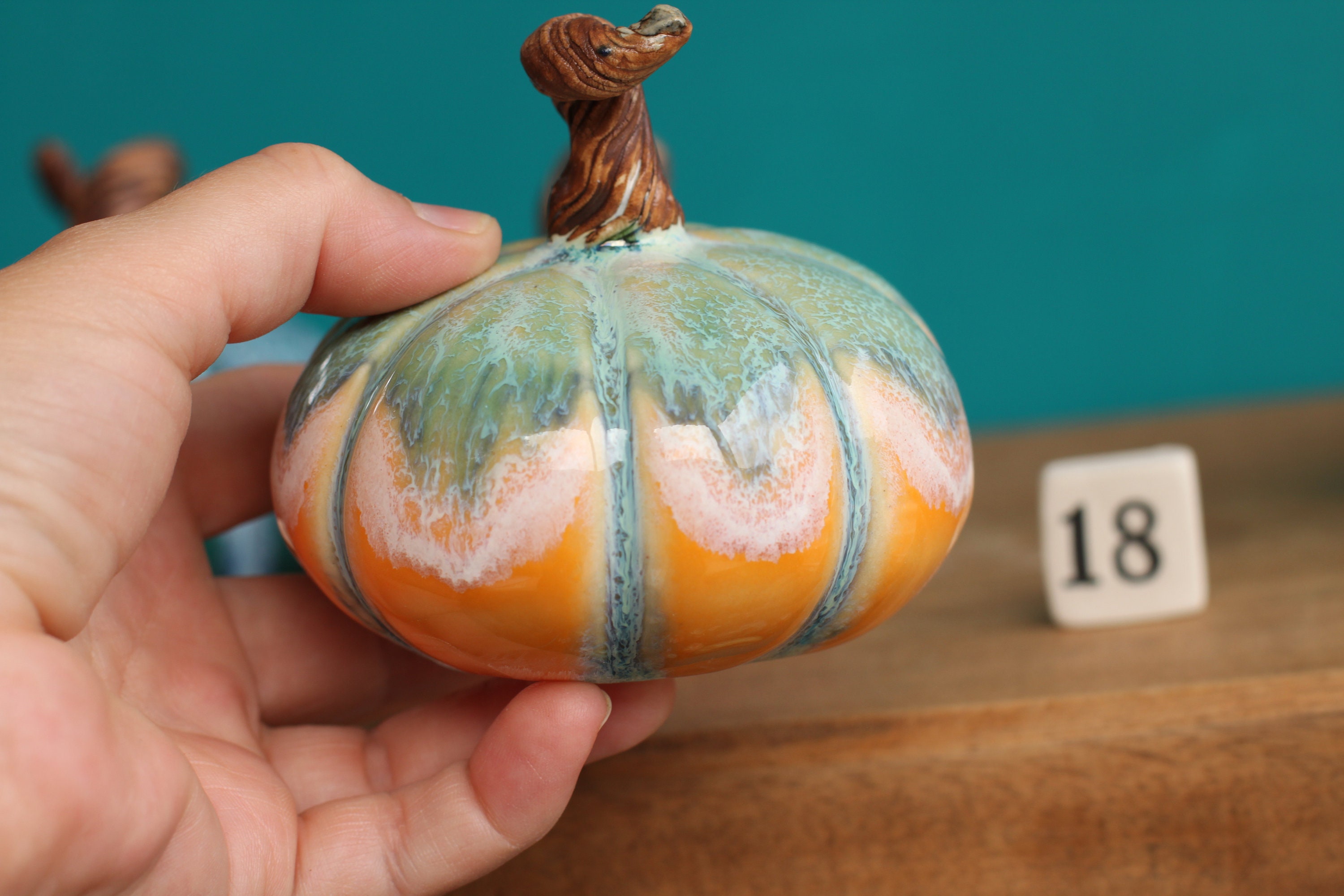 ceramic pumpkin // fall decor // small pottery pumpkin // thanksgiving