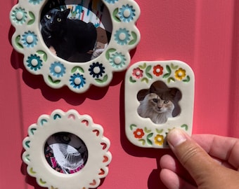 handmade folk frame magnet// frame magnet