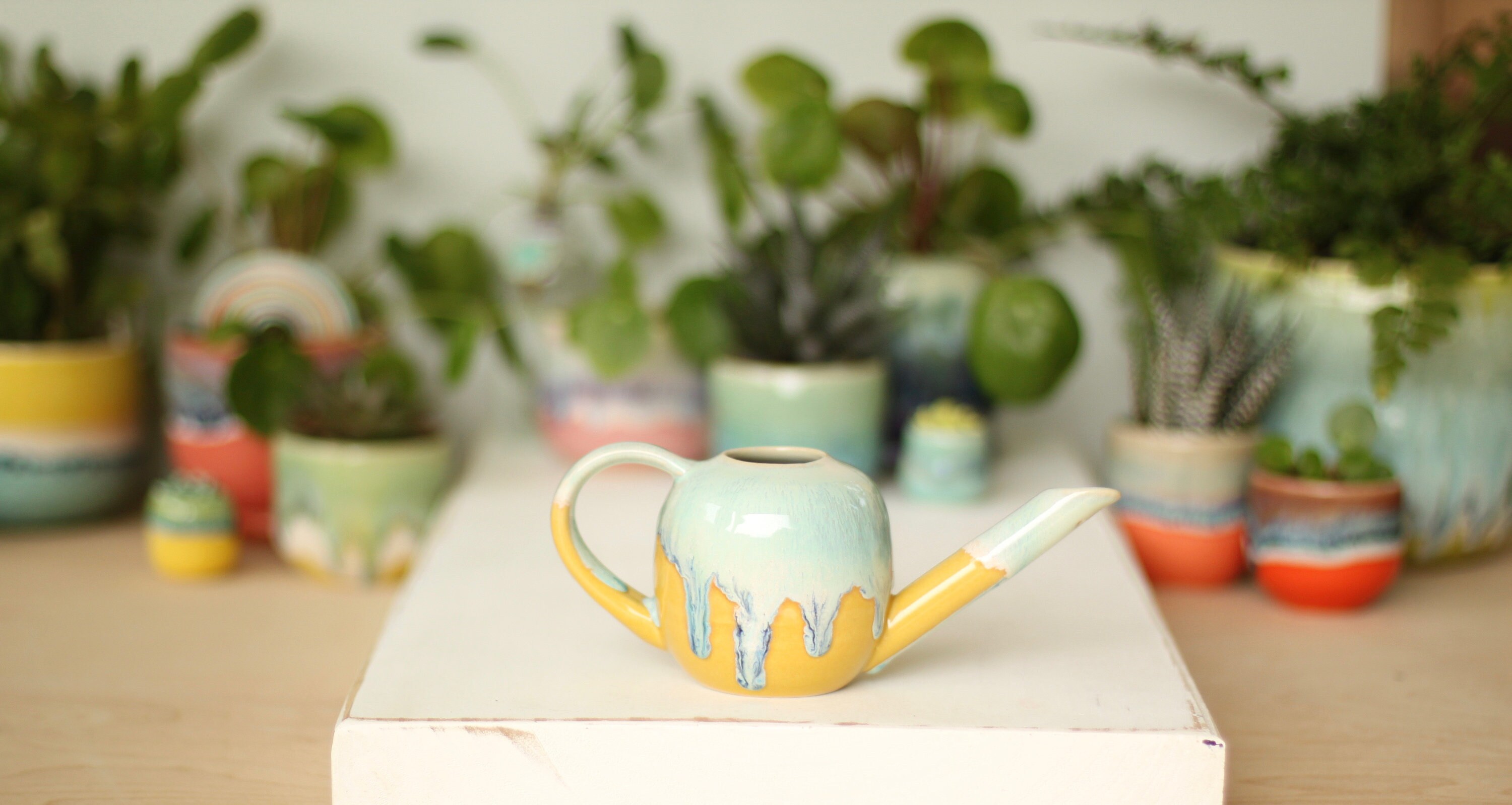 harvest gold mini watering can // small water pitcher // gardener gift