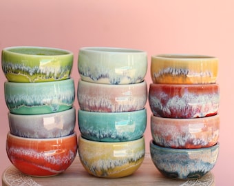 Handmade Porcelain Snack Bowl: Reactive Glazes, Pottery Bowl