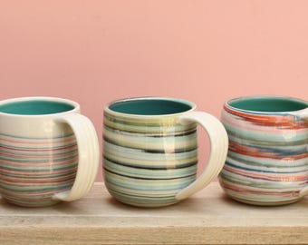 marbled porcelain mug // neriage pottery // agateware vase