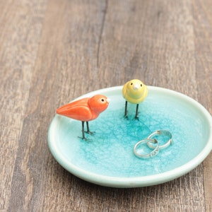 bird ring bowl // bird bowl // aqua ring bowl // love bird bowl