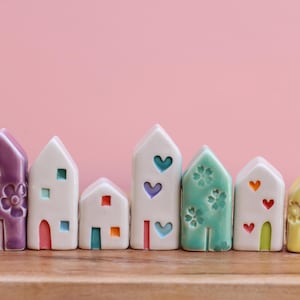 little colorful ceramic house LARGEST size // boho decor // tiny house //little clay house // small house