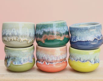 3" small colorful little planter, no coaster