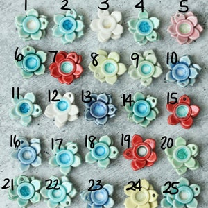 5 petal ceramic charms// earring components // ceramic charms image 4