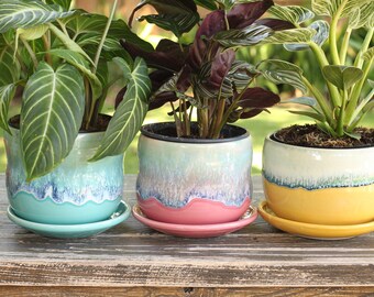 6-7" colorful planter, choose your favorite // large planter // succulent pot // ceramic pot // flower pot //coastal decor