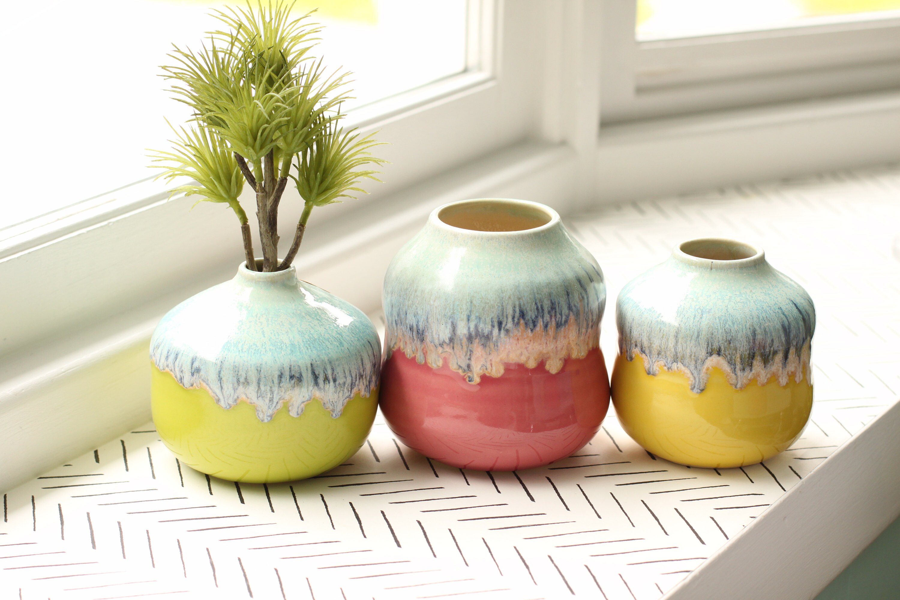 colorful handmade vase // coastal decor // boho vase // flower vase