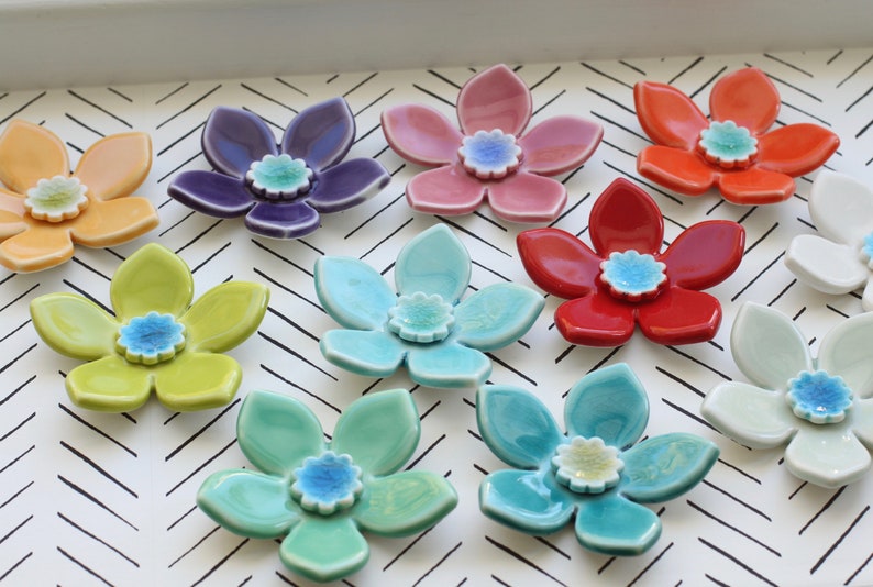 Ceramic Wall Flower // Handmade Wall Flower // Wall Decor // Etsy