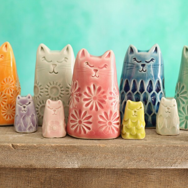 cat shelf decor // kitty cat decor //cat figurine // boho decor // cat lover gift