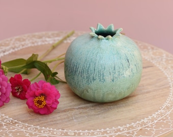 Pomegranate Porcelain Bud Vase - Reactive Glazes, Colorful Ceramic