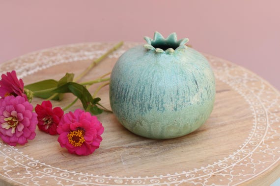Pomegranate Porcelain Bud Vase - Reactive Glazes, Colorful Ceramic