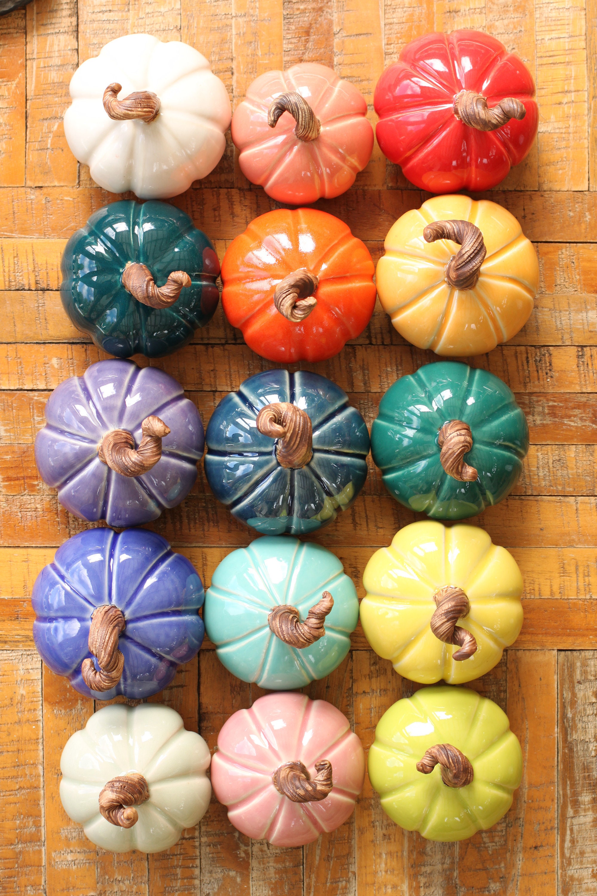 ceramic pumpkin solid color // fall decor // small pottery pumpkin