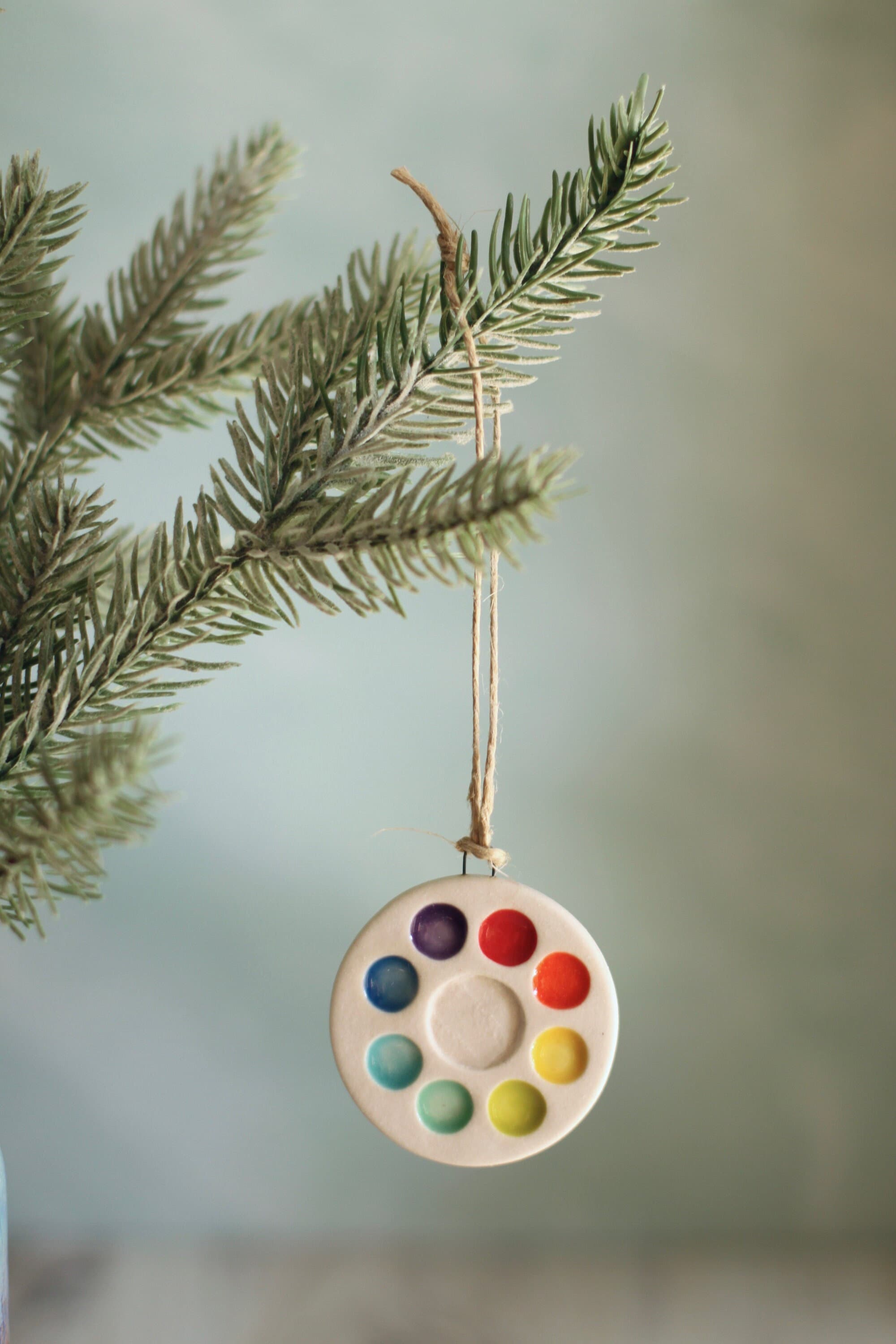 tiny paint palette ornament // artist ornament // gift for artist