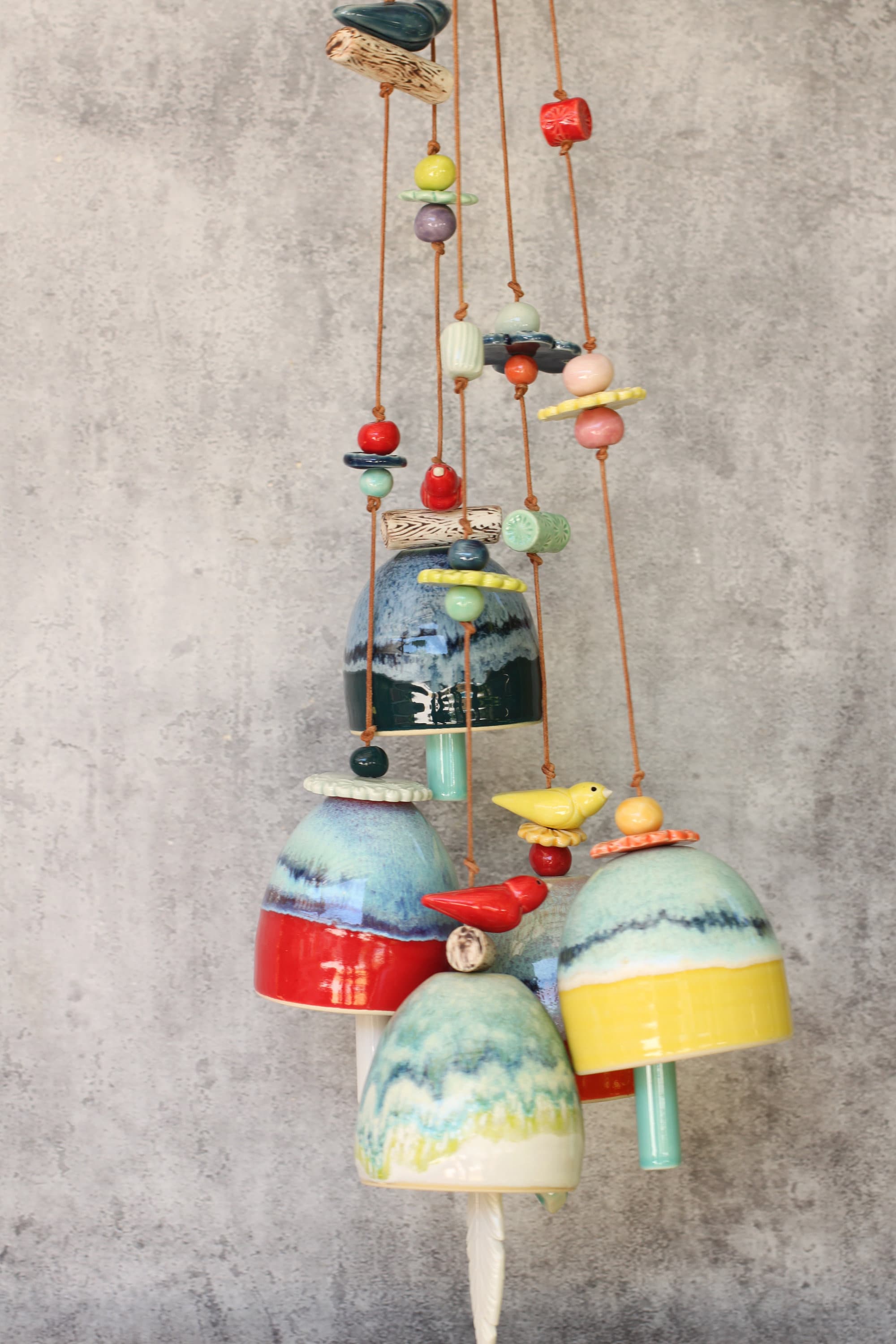 hanging bird bell, choose your favorite // wall hanging // ceramic bell