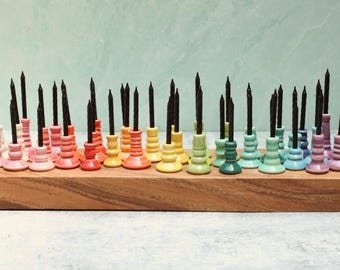 Mini Porcelain Candle Holder, Colorful Glazed Ceramic