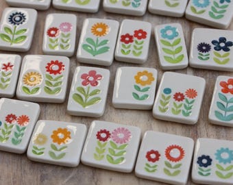 handmade folk magnet// porcelain flower magnet