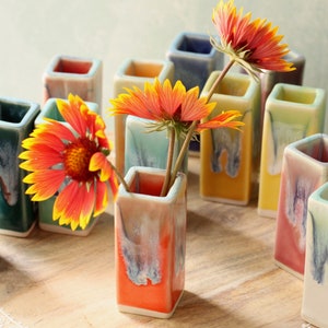 Porcelain drippy bud vase, choose your color // handmade vase // windowsill vase