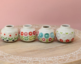 Mini porcelain vase// mini decor // small pottery bottle // tiny colorful vase