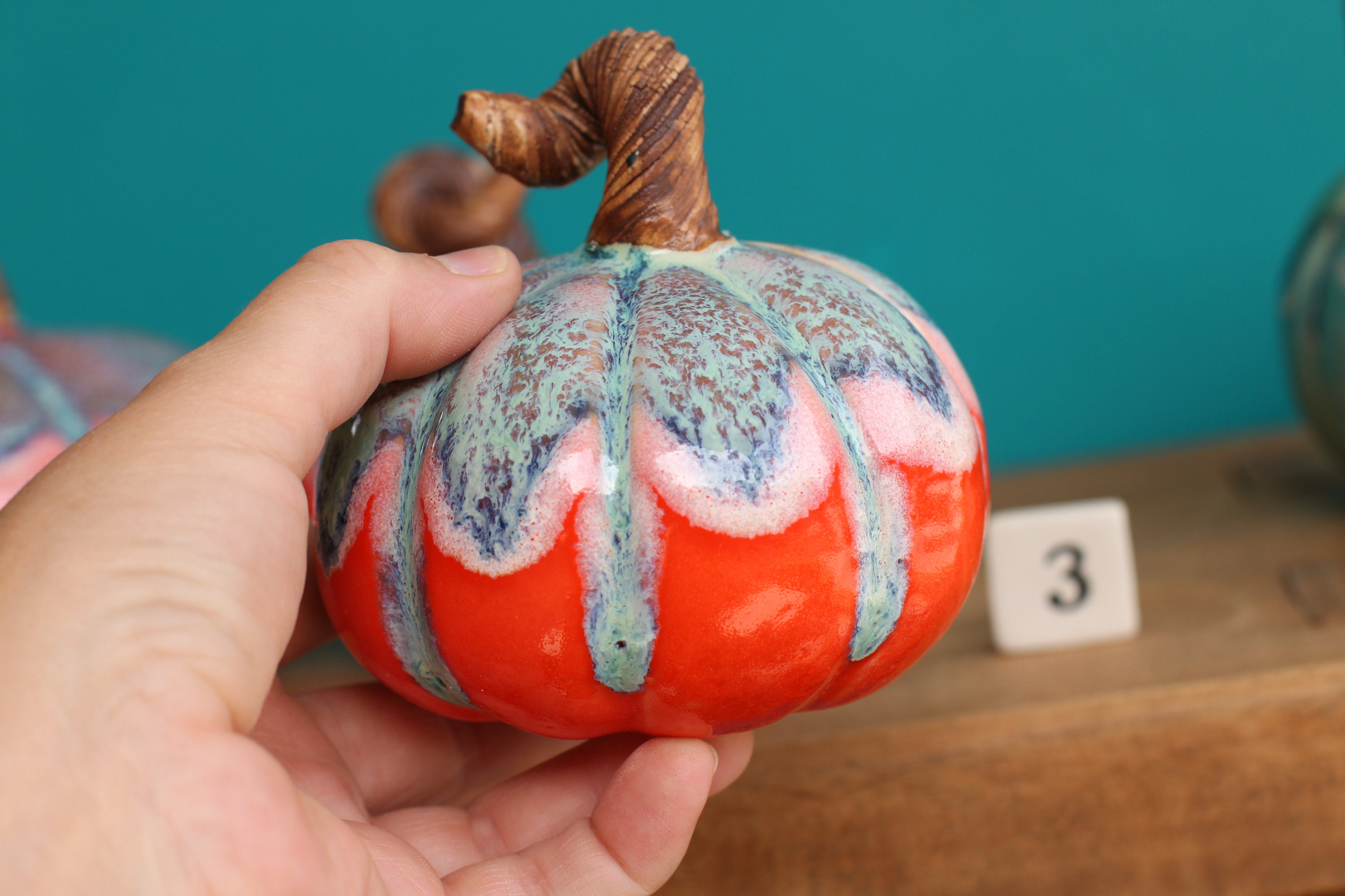 ceramic pumpkin // fall decor // small pottery pumpkin // thanksgiving