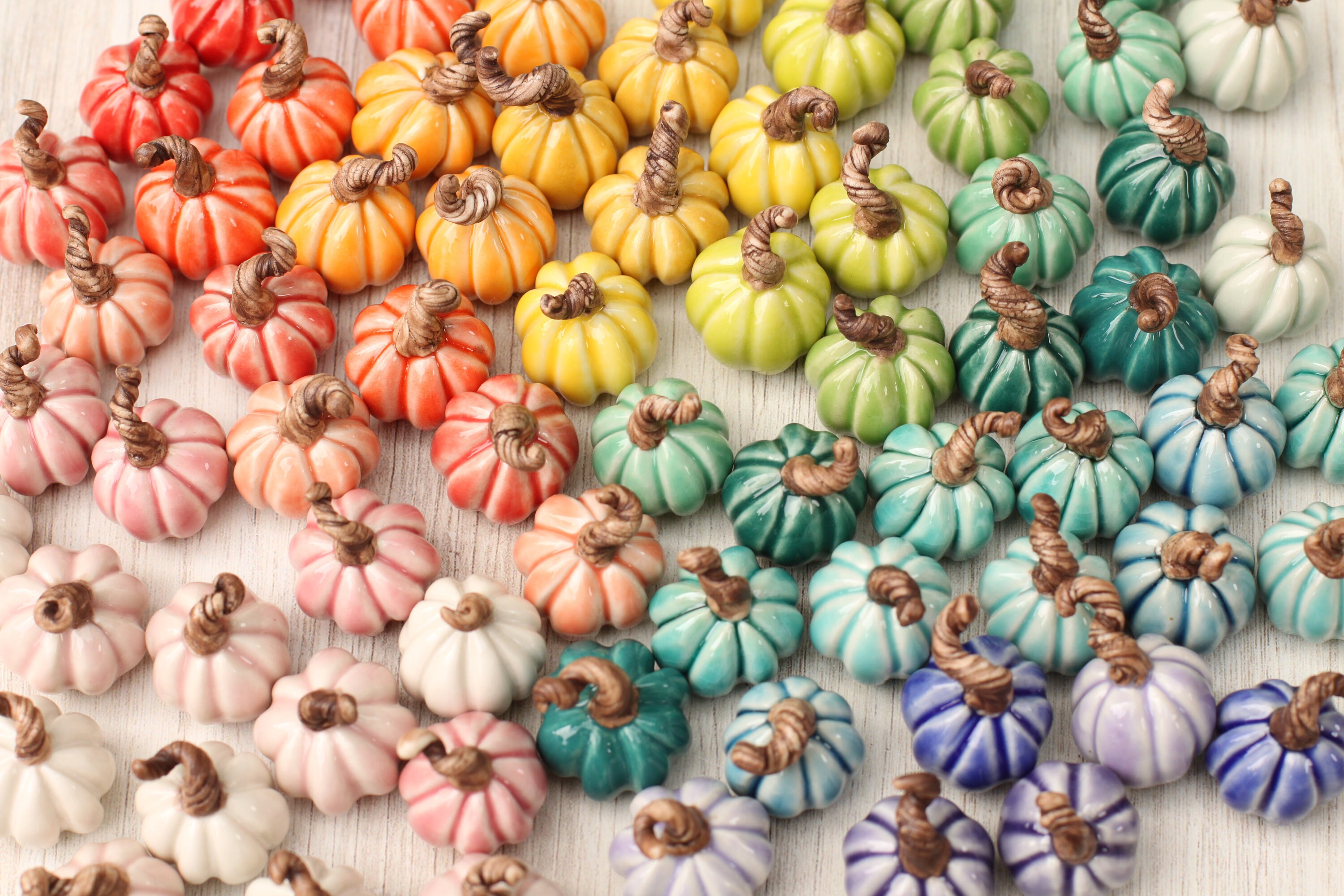 mini ceramic pumpkin solid color fall decor small pottery
