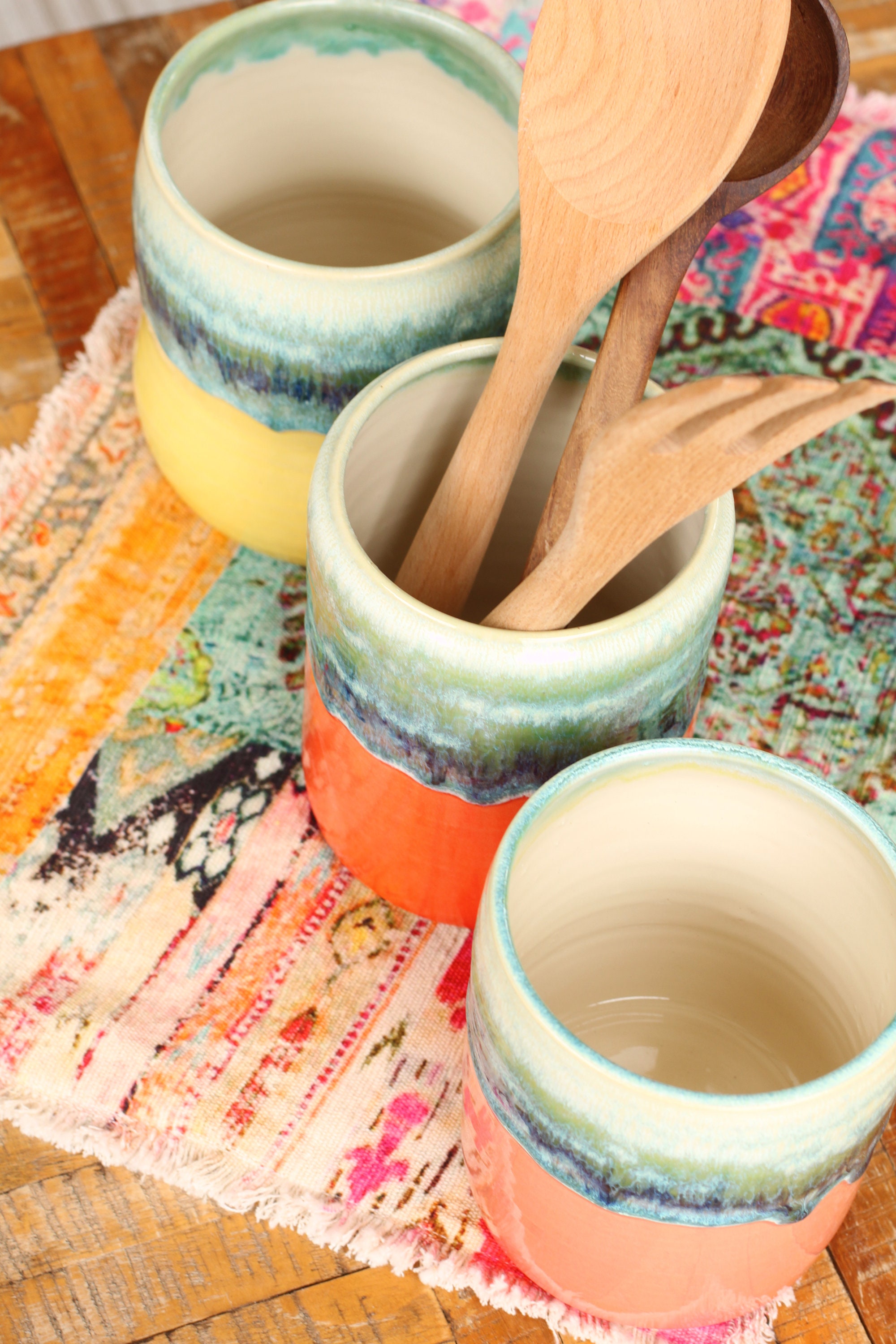 handmade pottery Vase // utensil holder // utensil crock // ceramic crock