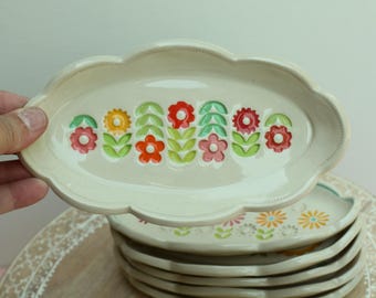 Hand Stamped Porcelain Flower Dish – Coastal Ceramic Pottery