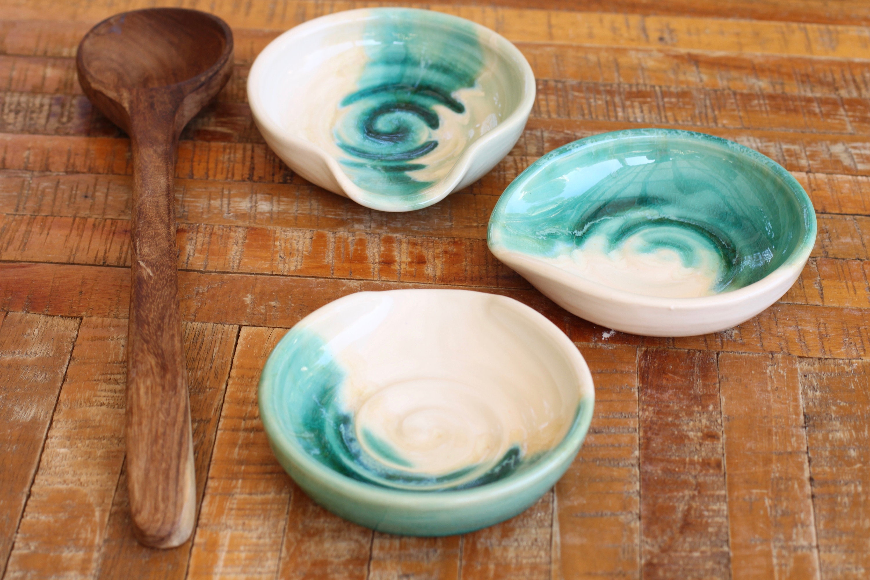 ceramic spoon rest // colorful spoon holder // spoon dish // boho