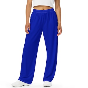 Zaffreblauwe unisex broek met wijde pijpen, nautische blauwe cruisebroek, zomer casual jachtkleding, nautische stijl, oceaanblauwe bootbroek