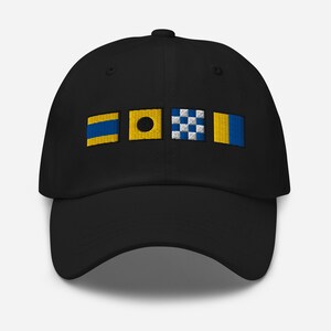 DINK spelled out with Embroidered Nautical Signal Flags Dad hat, Custom Flag Hat, Cruising Hat