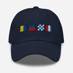 KENT spelled out with Embroidered Nautical Signal Flags Dad hat, Personalized Flag Hat, Nautical Gift Idea, Yachting Cap, Gift for Boater