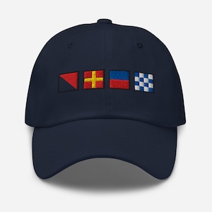 OREN spelled out with Embroidered Nautical Signal Flags Dad hat, Nautical Gift, Yachting Apparel