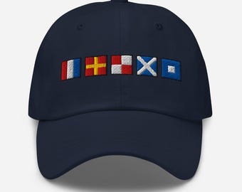 TRUMP spelled out with Embroidered Nautical Signal Flags Dad hat, Patriotic Flag Hat, Maga Hat, America First Hat