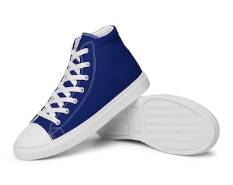 Women’s Deep Blue high top canvas shoes, Women&#39;s Blue High-Top Sneakers, Summer Casual Shoes